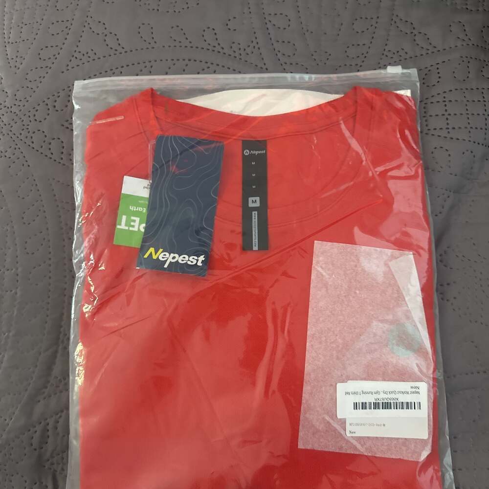 Nepest Men's Red Workout Quick Dry Gym Running T-Shirt, Size M